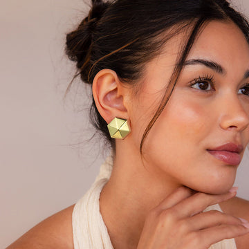 Golden hexagonal earrings