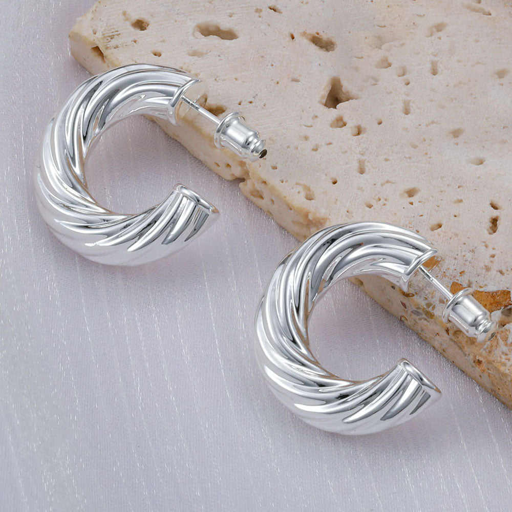 Golden/Silvery, spiral pattern earrings