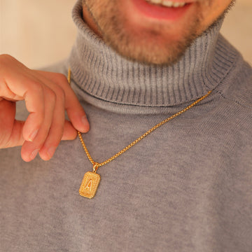 Golden/silvery/black necklace, gold wheat grain rectangular pendant necklace, 18K gold-plated/925 silver plating/gun black plated, 2.5mm box chain necklace 20 inches, suitable for various occasions, Valentine's Day, music festivals, holiday gifts;