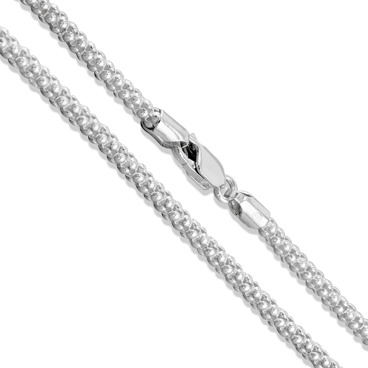 Silver 2.5mm, popcorn style necklace,16\18\20\22\24\26\30 inches